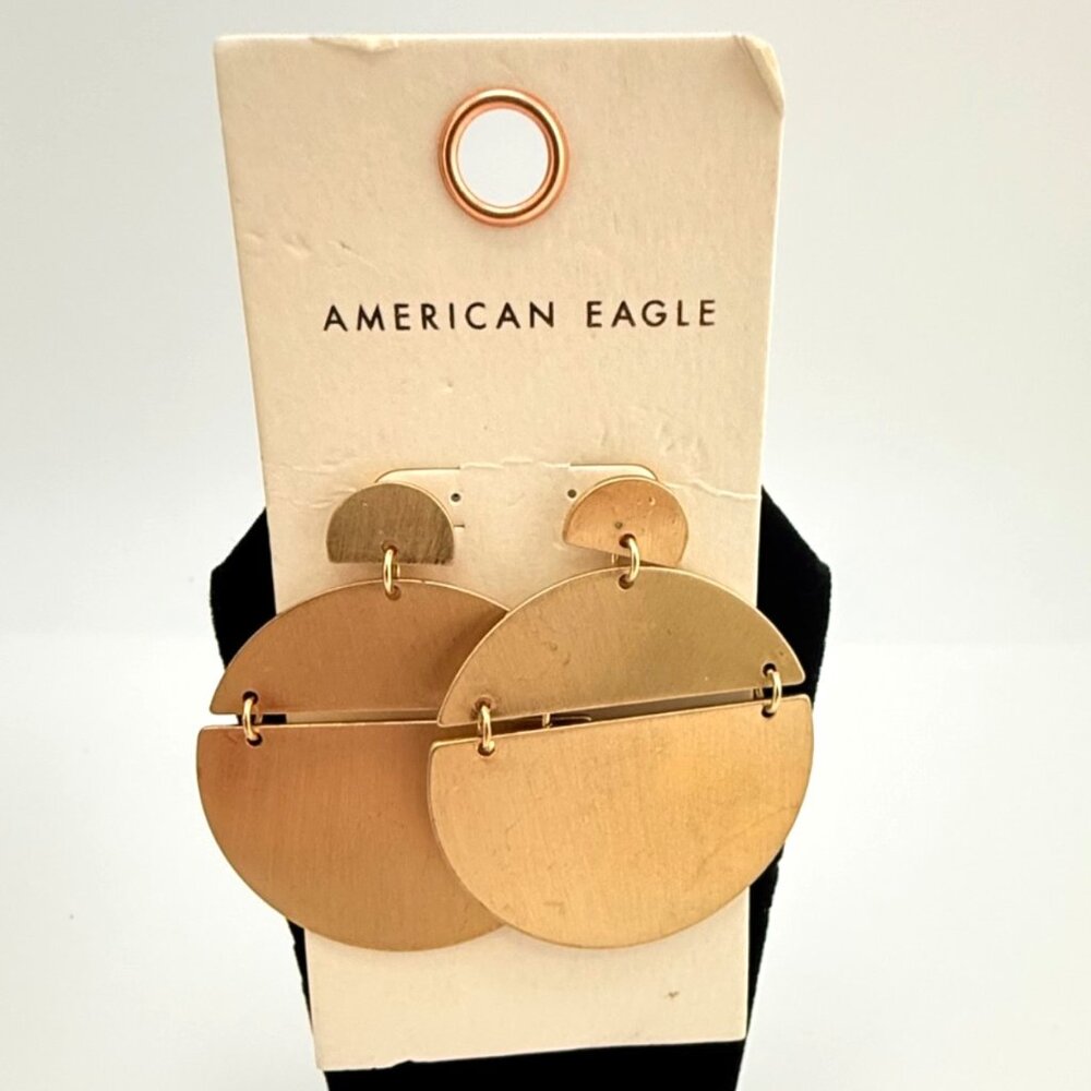 American Eagle Brass-Tone Statement Drop Earrings 1 3/4"x1.5"